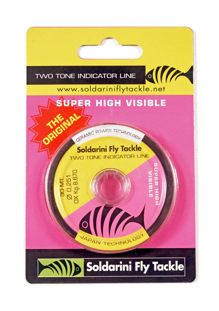 Meander Fly Co- Soldarini Fly Tackle Two Tone Indicator Line Super Visible  Sighter Fluo Pink/Fluo Yellow